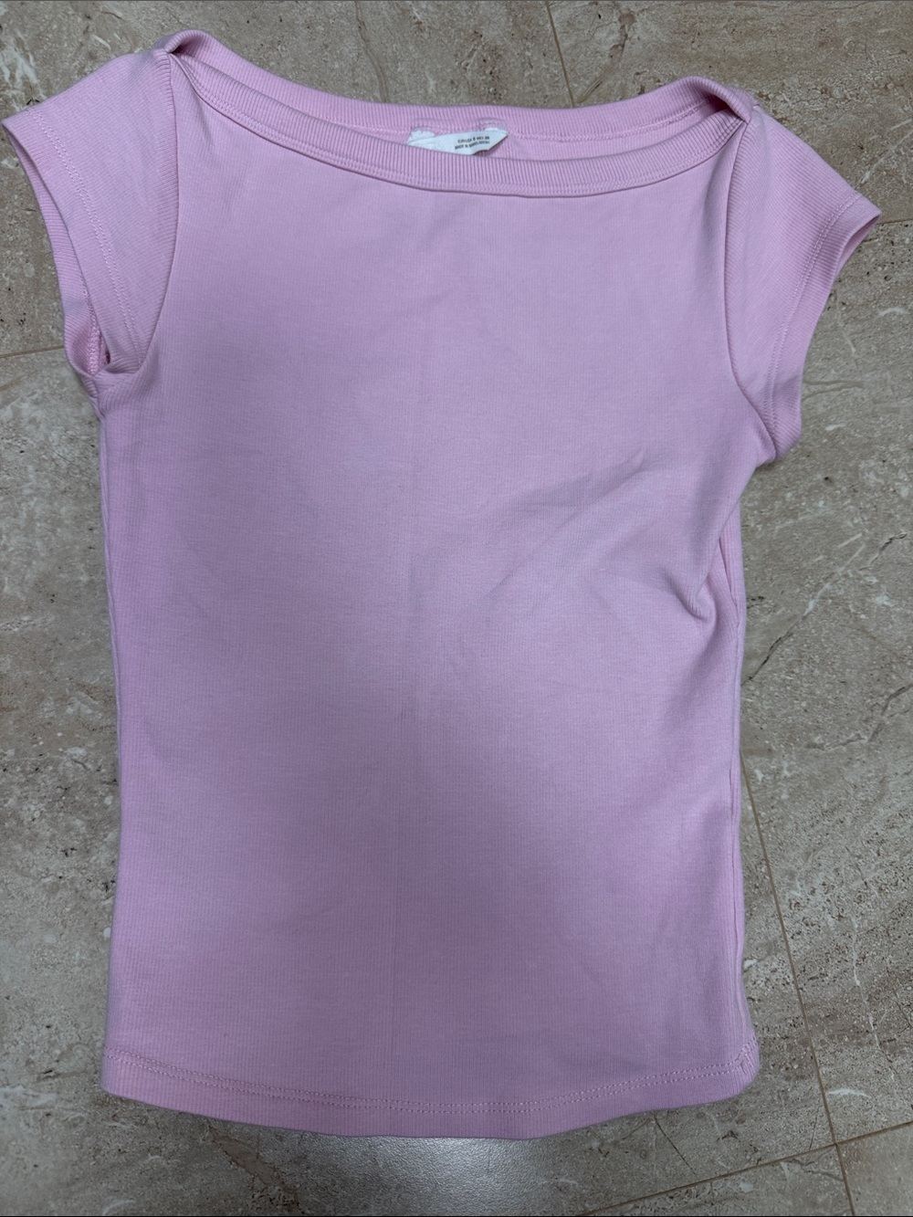 Zara Light Pink Cap-Sleeve Ribbed Tee
